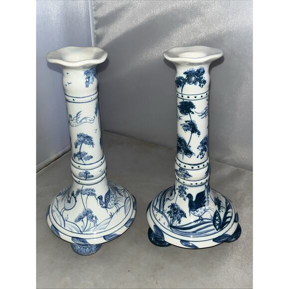 2 Vintage Deborah Sears ISIS Ceramic hand painted candle holders Oxford England - Picture 2 of 5